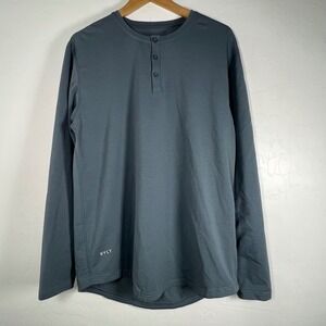 BYLT Premium Basics Lux Henley Long Sleeve Shirt Mens Large fawn blue L
